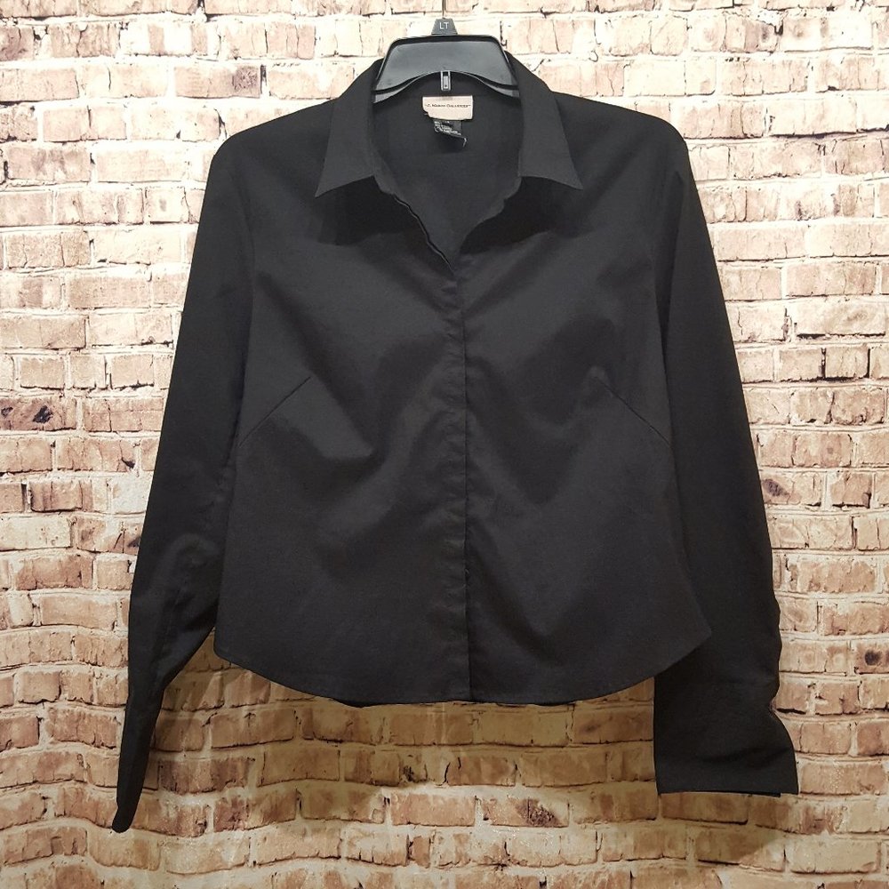 J. Marco Galleries Blouse Black Long Sleeve Button Down Size 14